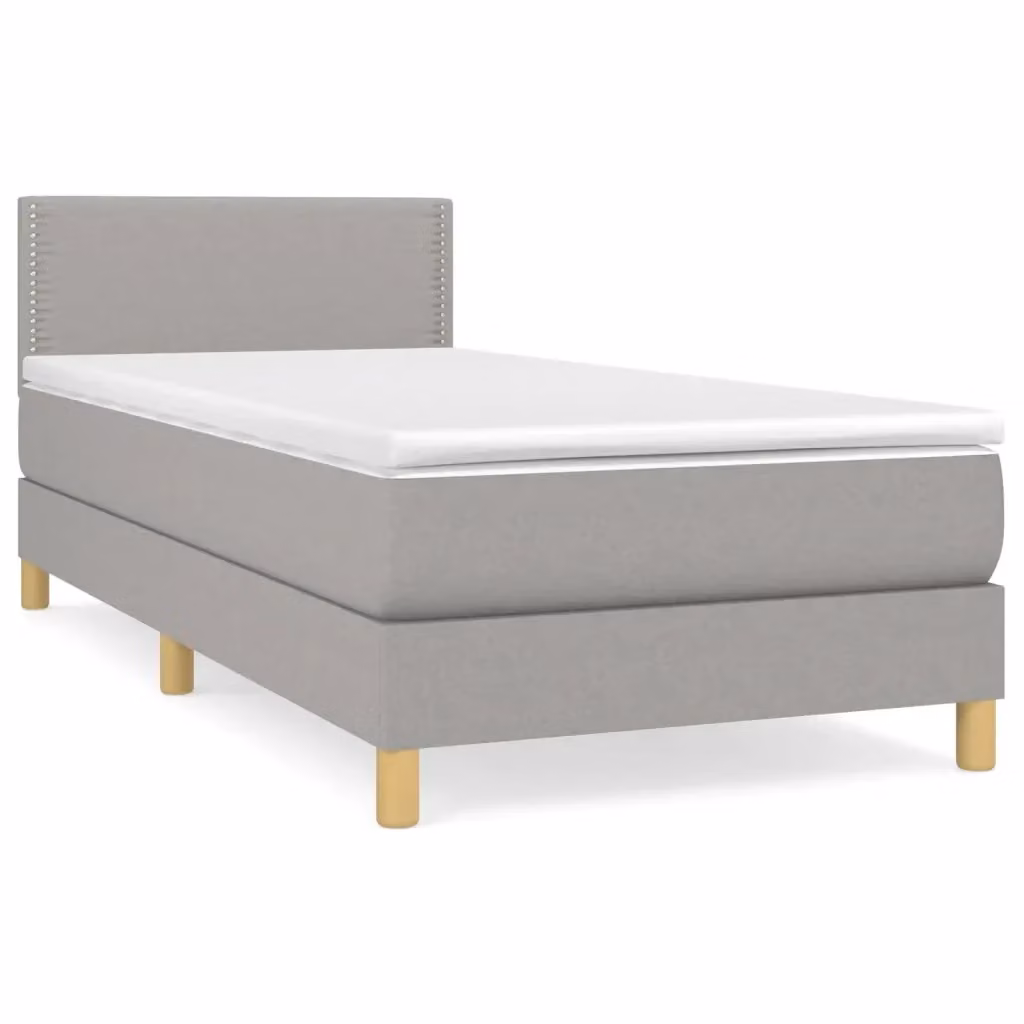Letto Ibrido con Giroletto a Molle e Materasso vidaXL Grigio Chiaro e Bianco L/P/H: 100 x 200 x 203 cm – 2