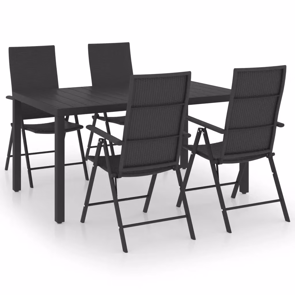 Set da Pranzo da Giardino e Terrazza vidaXL in Polyrattan Nero con Tavolo Rettangolare e 4 Sedie – 2