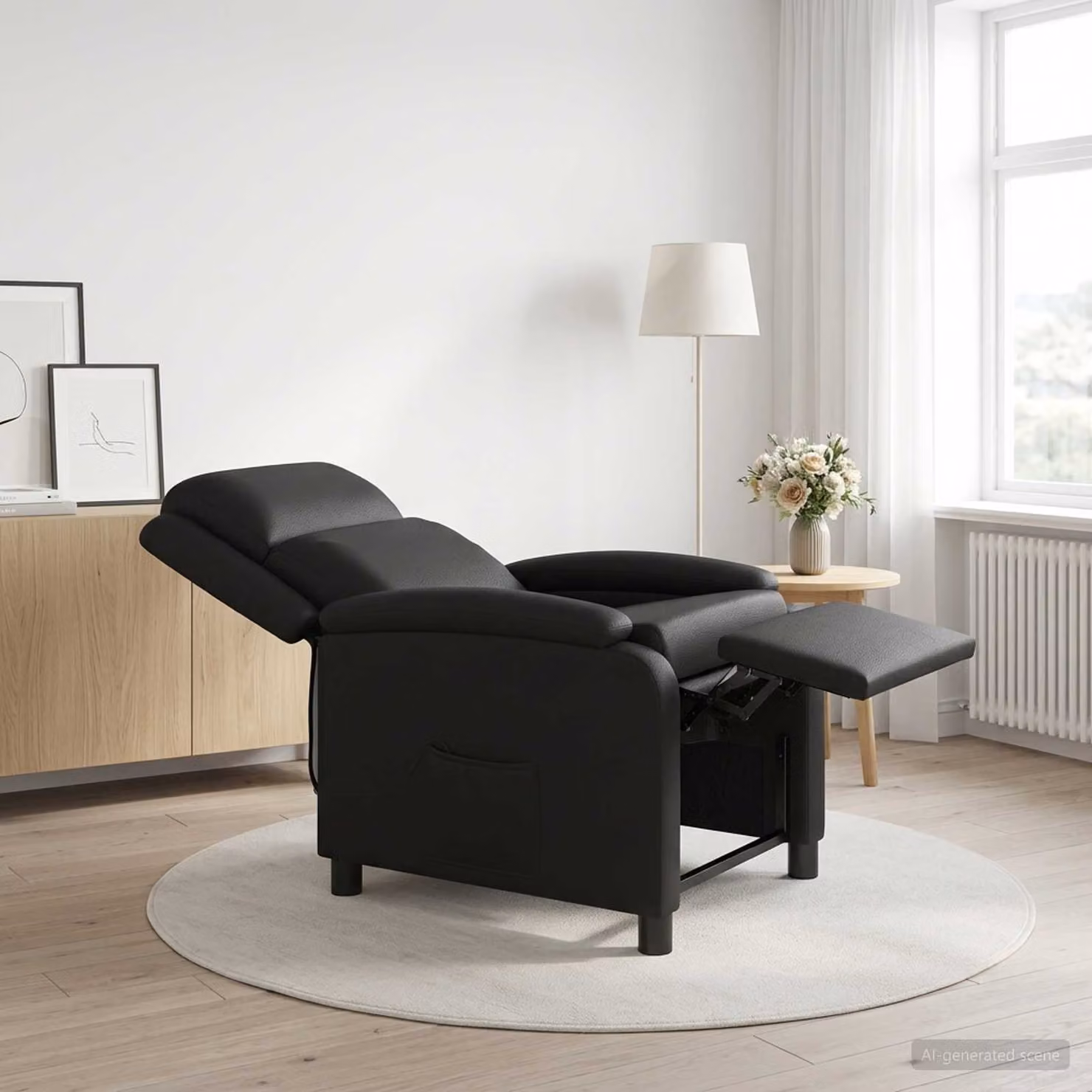 Poltrona relax reclinabile vidaXL in similpelle nera con braccioli per soggiorno e ufficio