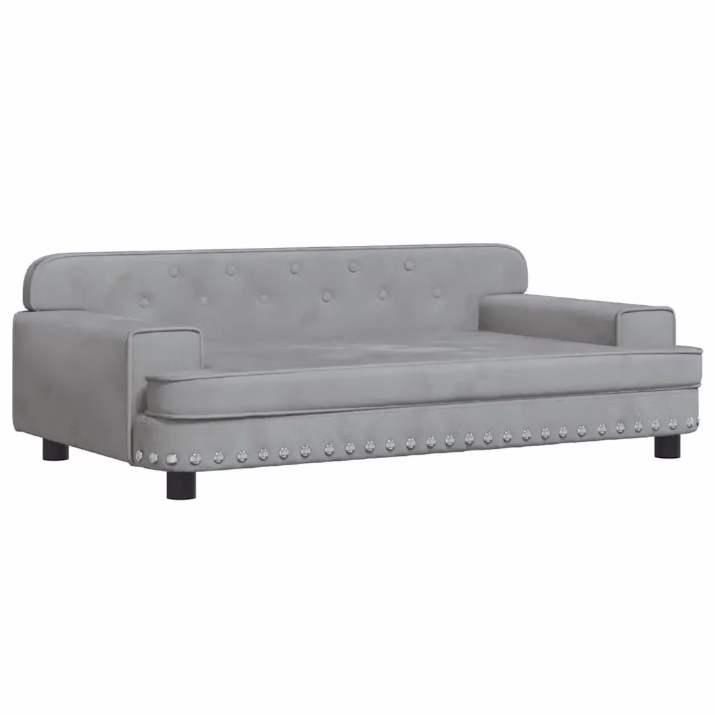 Divanetto per bambini Design Mania in velluto grigio chiaro, L: 90 cm, P: 53 cm, H: 30 cm – 2