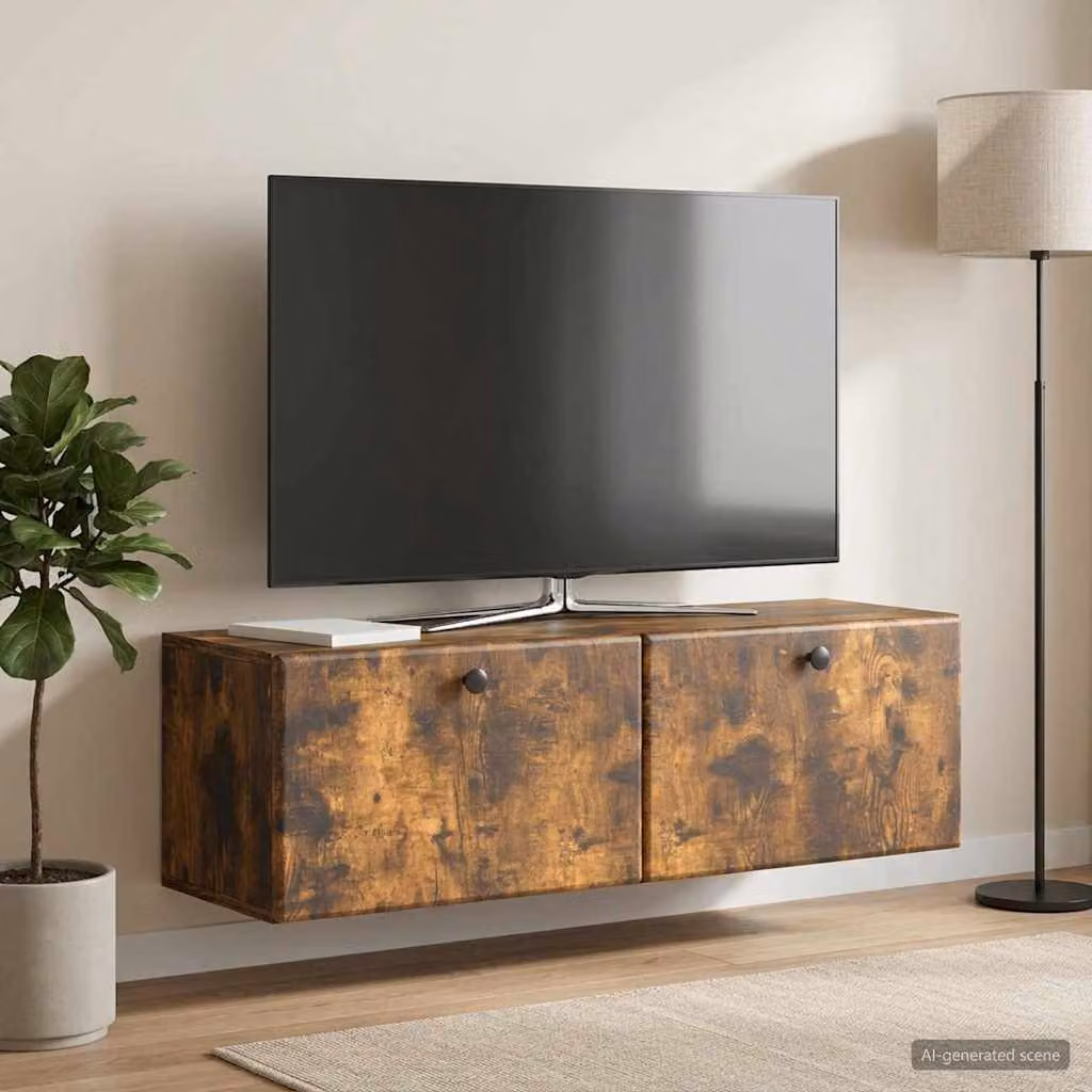 vidaXL Mobile Porta TV da Muro Moderno in Legno Marrone L: 98 cm, P: 31 cm, H: 30 cm