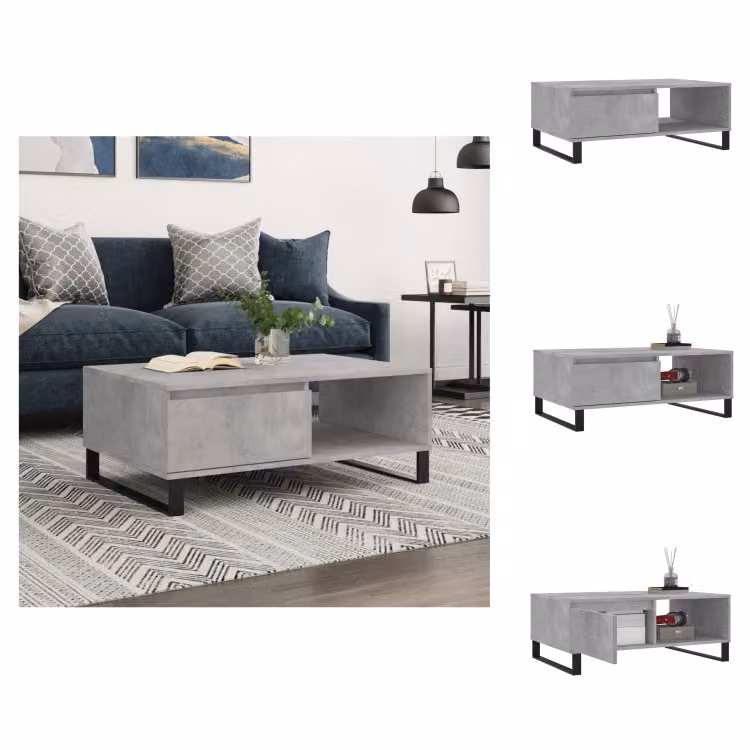 vidaXL Tavolino da caffè grigio cemento 90x60x35 cm in legno - Tavolini da caffè
