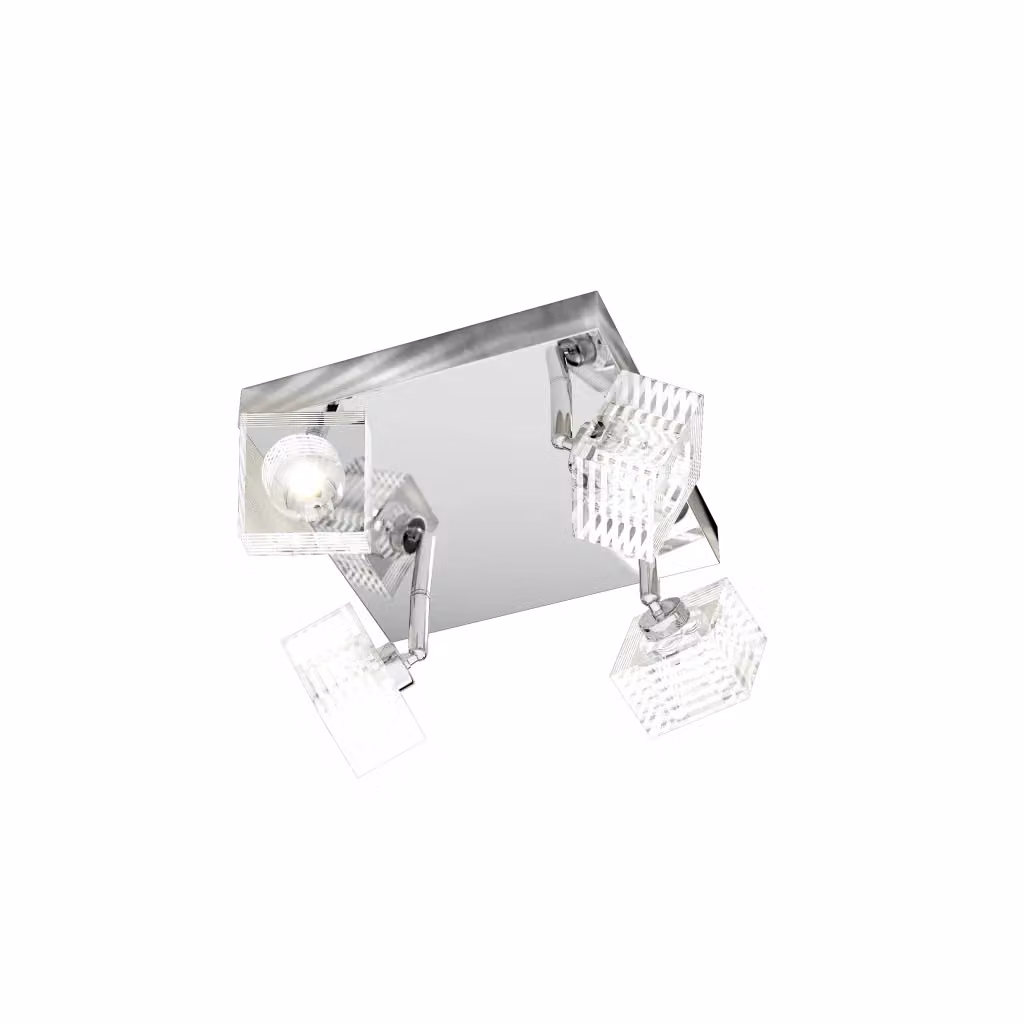Plafoniera da soffitto Toplight Metropolitan con 4 luci, struttura in metallo cromato e vetro trasparente, design moderno, L 25 cm x P 25 cm x H 15 cm – 2