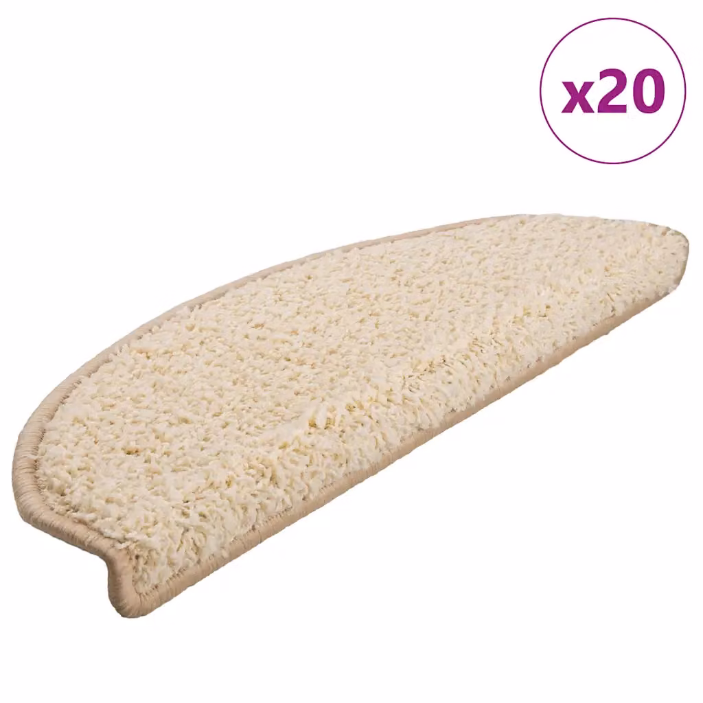 Set di 20 tappetini per scale semicircolari vidaXL, colore beige, antiscivolo e fonoassorbente, L: 65 cm, P: 40 cm, H: 4 cm