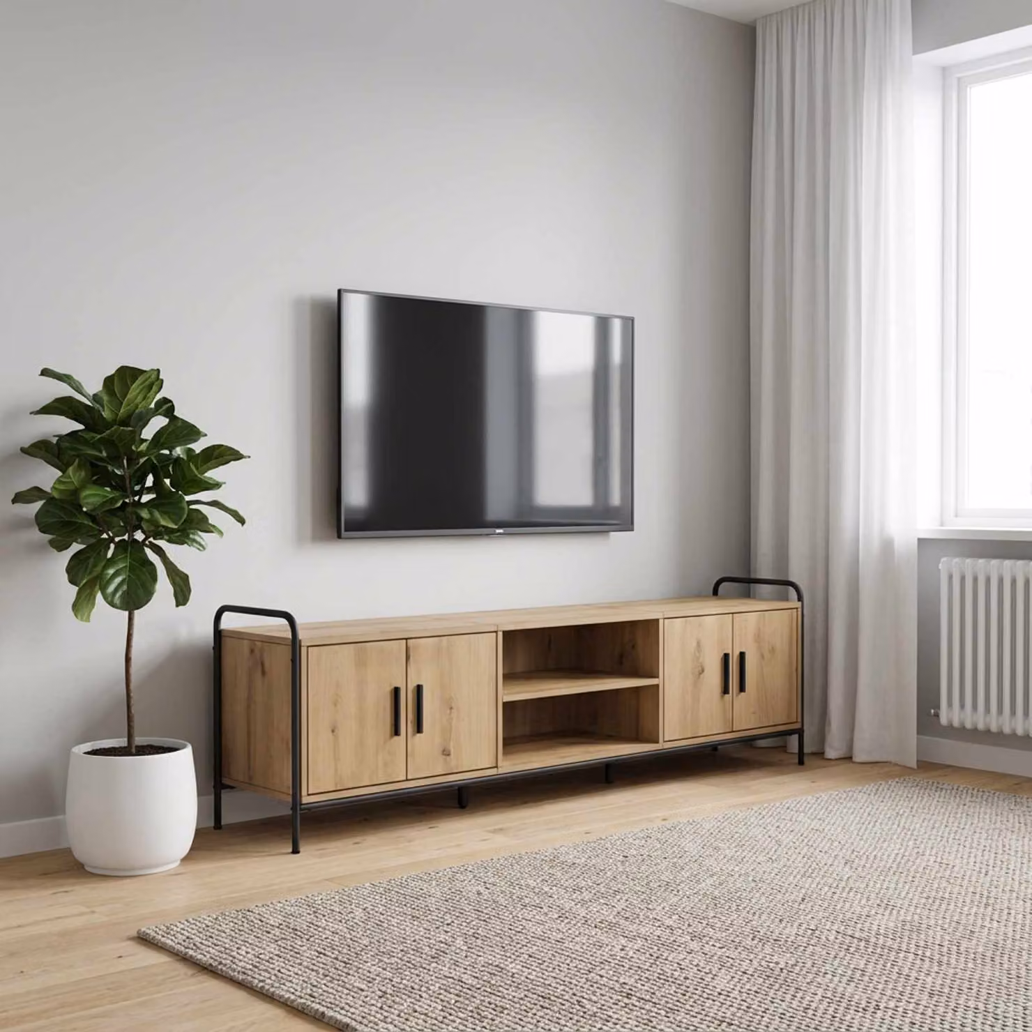 Mobile TV vidaXL in legno e metallo, colore marrone, L 167,5 x P 33 x H 50 cm