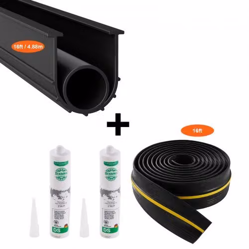 VEVOR Set di guarnizioni per la parte inferiore della porta del garage con profilo a U e O-ring, nero, lunghezza 4,87 m
