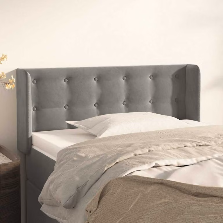 Testiera ad orecchio vidaXL in velluto grigio chiaro L: 103 cm, P: 16 cm, H: 78-88 cm