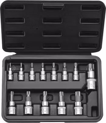 Set di 13 Bussole Torx VEVOR in Acciaio S2 e Cr-V, Misura T8-T60, Colore Nero con Custodia per Meccanica