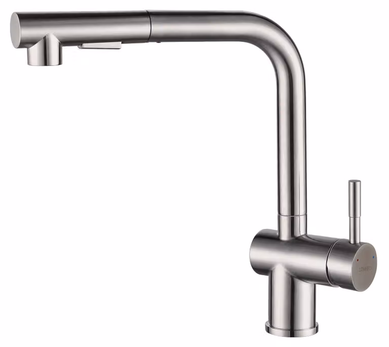 Rubinetto da cucina, girevole a 360°, design estensibile, finitura spazzolata, attacco G3/8