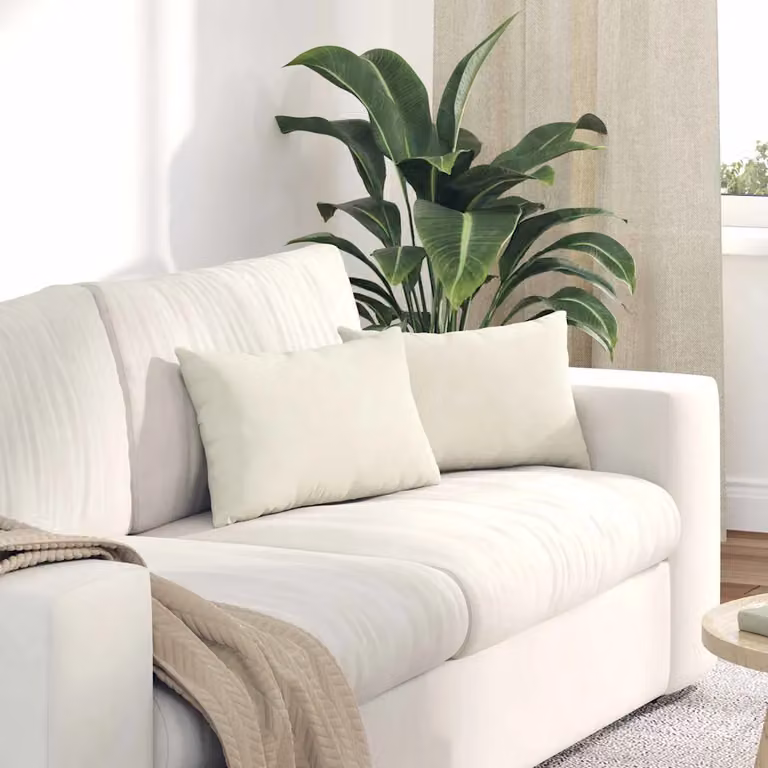 Set di 2 cuscini da divano vidaXL in tessuto a coste, beige o verde, L 50 cm x P 30 cm con rivestimento rimovibile