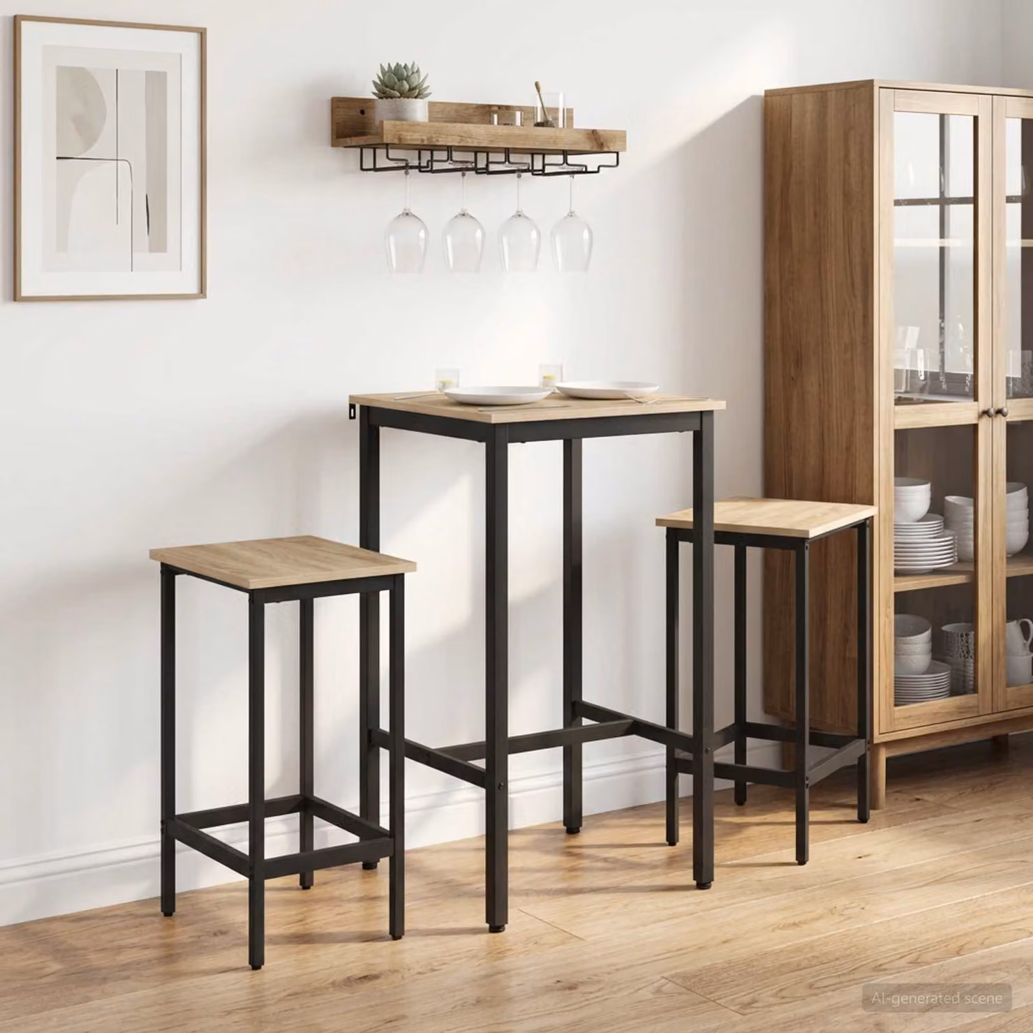 Set di 2 sgabelli da bar vidaXL in stile moderno, colore beige e marrone, L/P/H: 40 x 32 x 74 cm