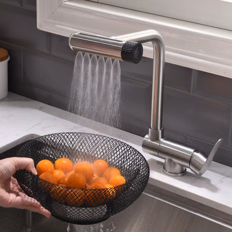 Rubinetto da cucina pieghevole, con 4 modalità di spruzzo, realizzato in acciaio inossidabile 304, altezza 7 cm