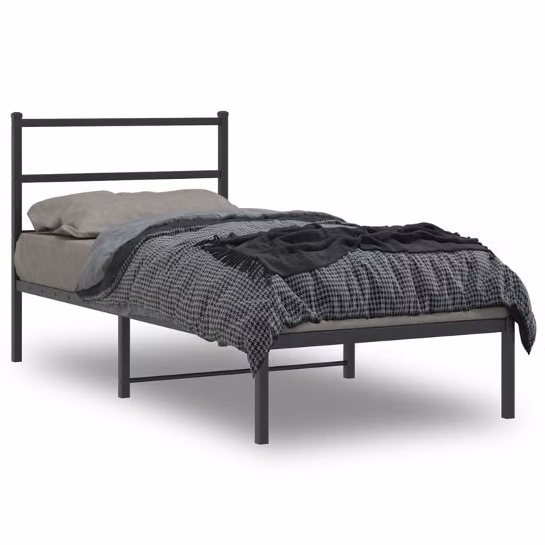 vidaXL Giroletto con Testiera in Metallo Nero L 90 x P 200 cm