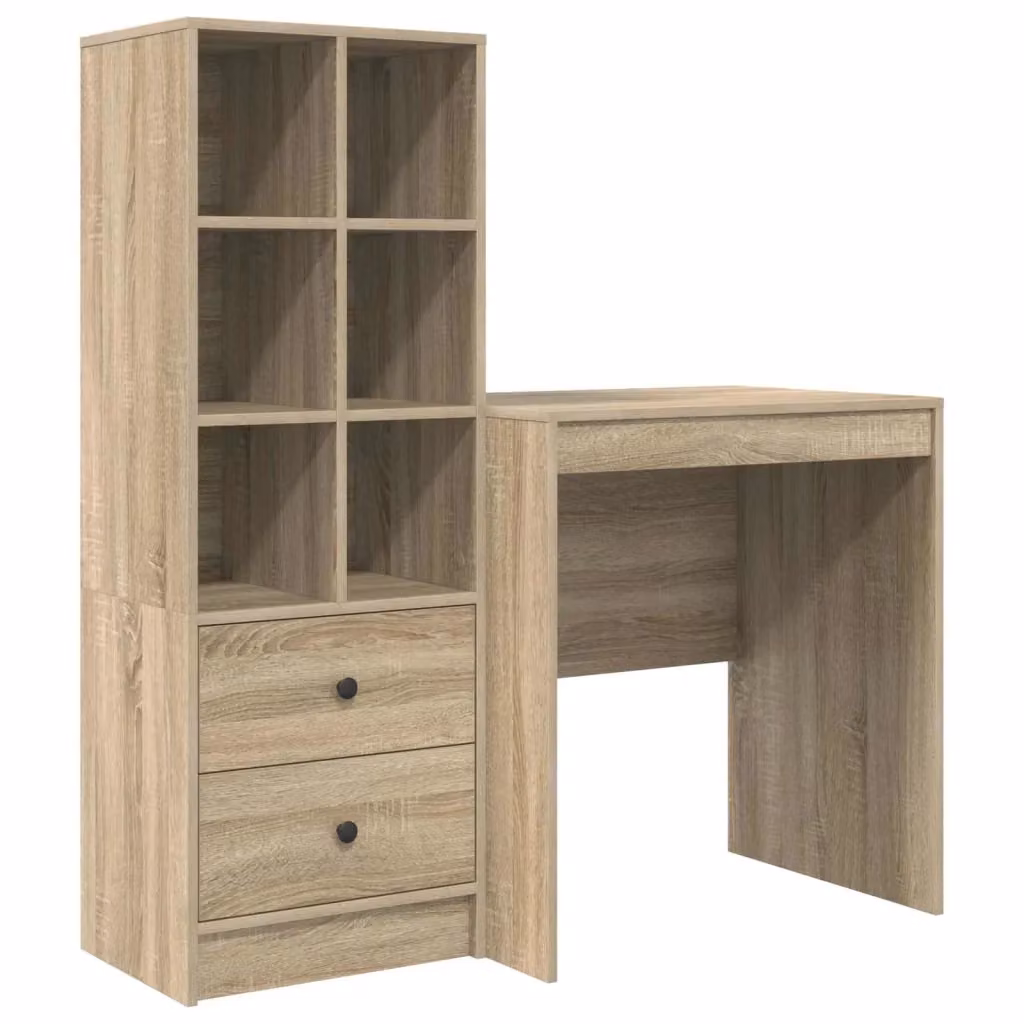 Scrivania moderna con scaffale vidaXL in rovere color marrone L: 115,5 cm, P: 50 cm, H: 127 cm – 2