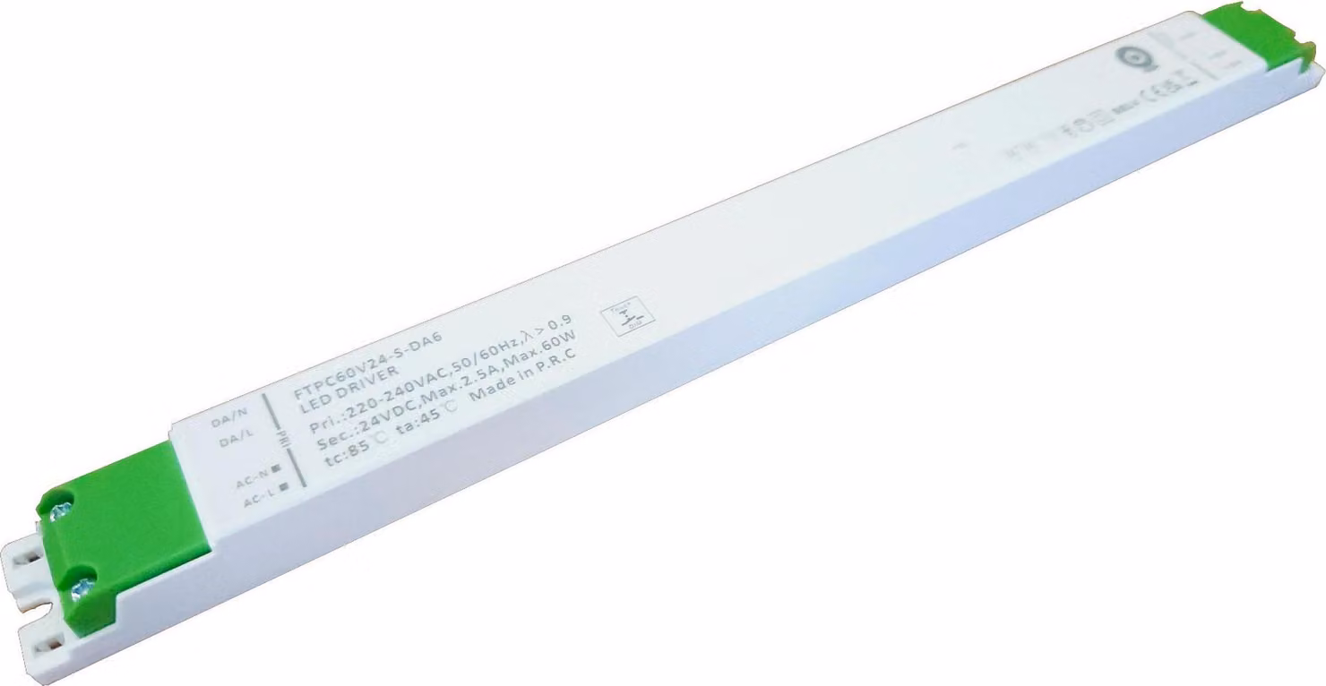 Alimentatore LED 24V/2.5A, corrente costante (CV), compatibile DALI, tipo 6, con funzione di dimmeraggio push