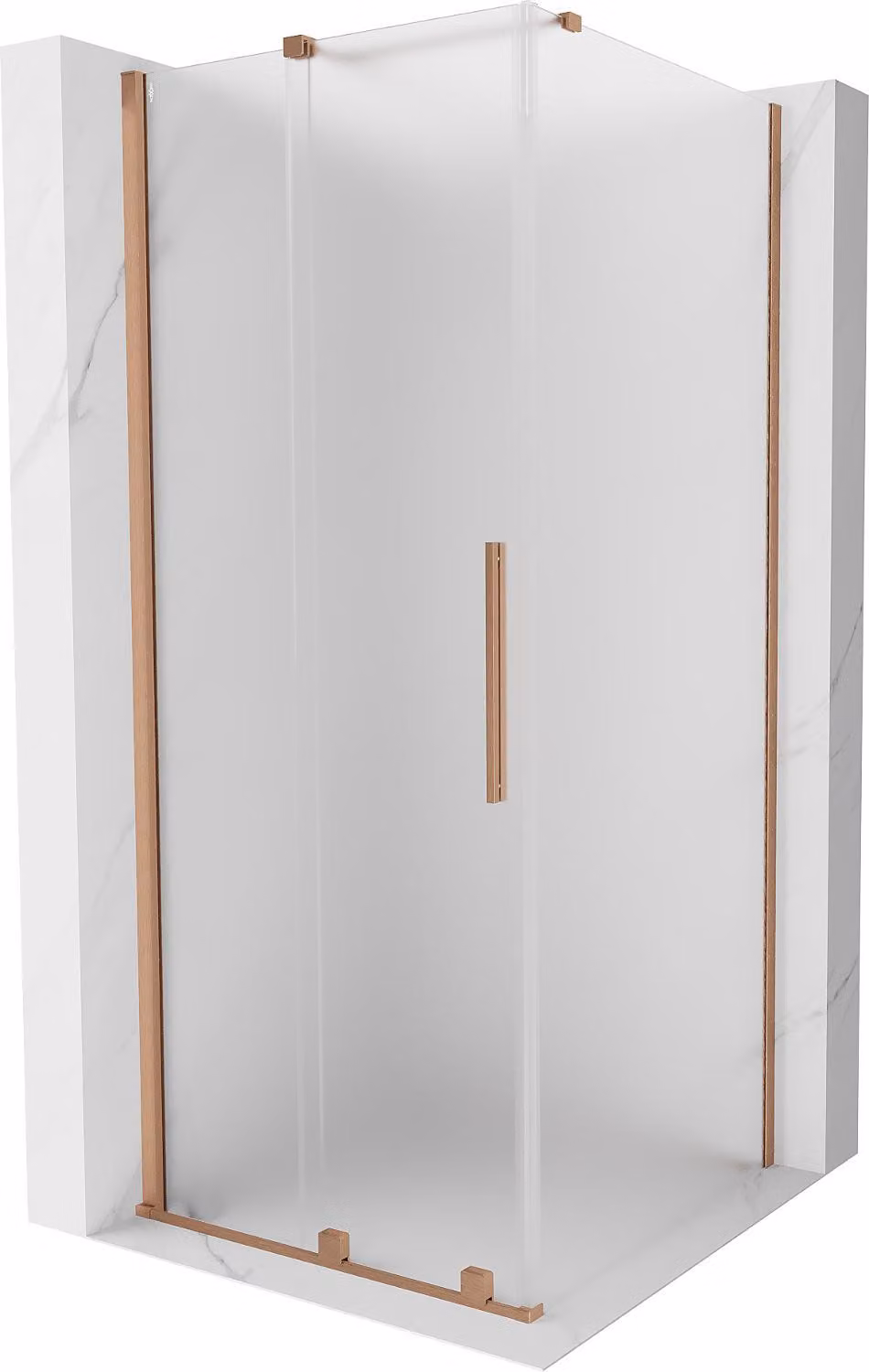 Mexen Velar cabina doccia scorrevole 100 x 100 cm, vetro smerigliato, rame spazzolato - 871-100-100-31-65
