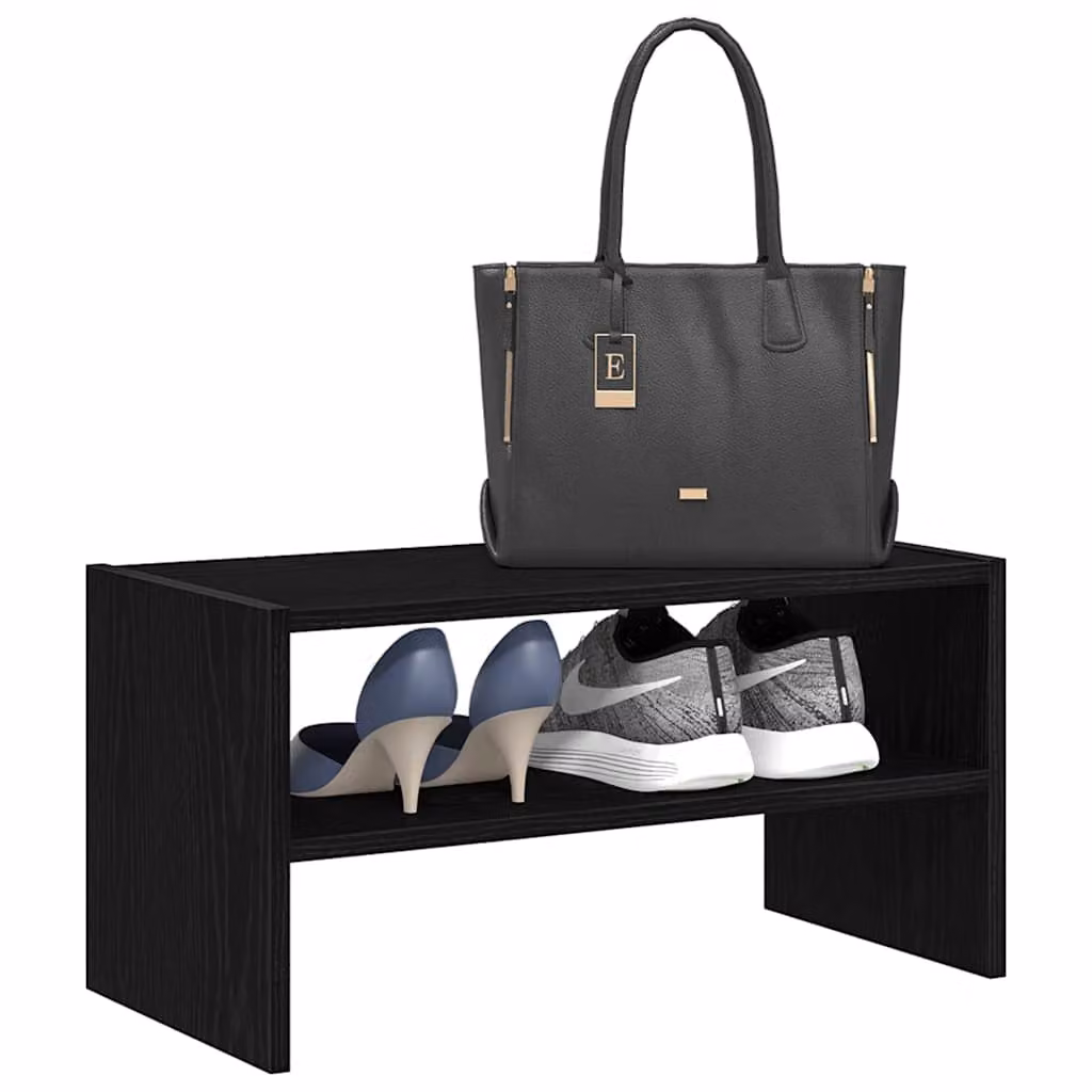 Scarpiera impilabile moderna vidaXL in MDF nero con ripiani piatti L: 60 cm, P: 30 cm, H: 30,5 cm