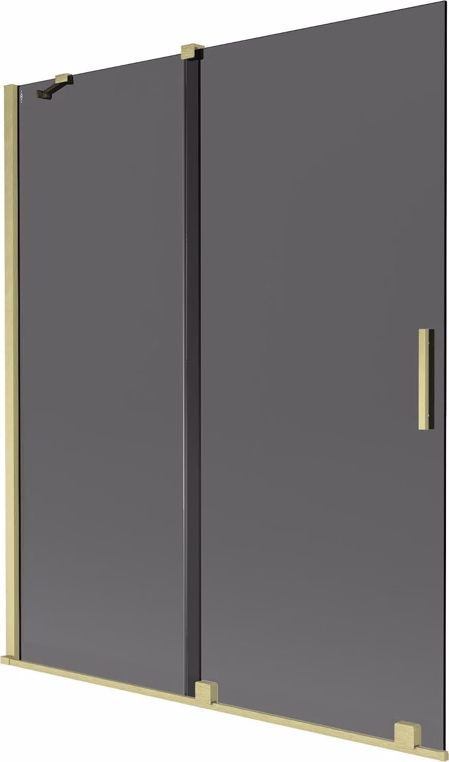 Mexen Velar paravento per vasca da bagno a 2 ante scorrevoli 140 x 150 cm, grafite, oro spazzolato - 896-140-000-41-55