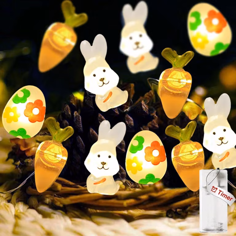 Catena luminosa per interni, lunghezza 2 metri, 20 LED, luce bianco caldo, alimentazione a batteria, con timer