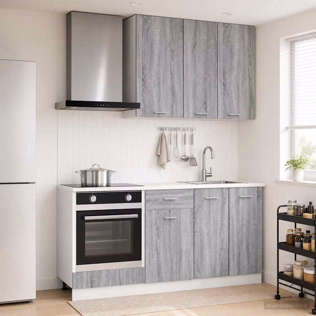 Unità cucina moderna vidaXL LYON composta da 5 pezzi in legno ingegnerizzato grigio opaco
