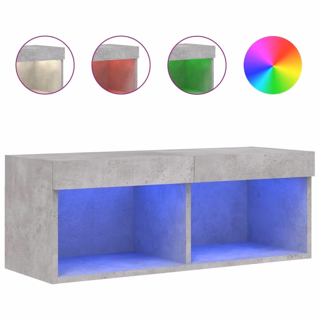 Mobile Porta TV con Luci LED Grigio Cemento 80x30x30 cm
