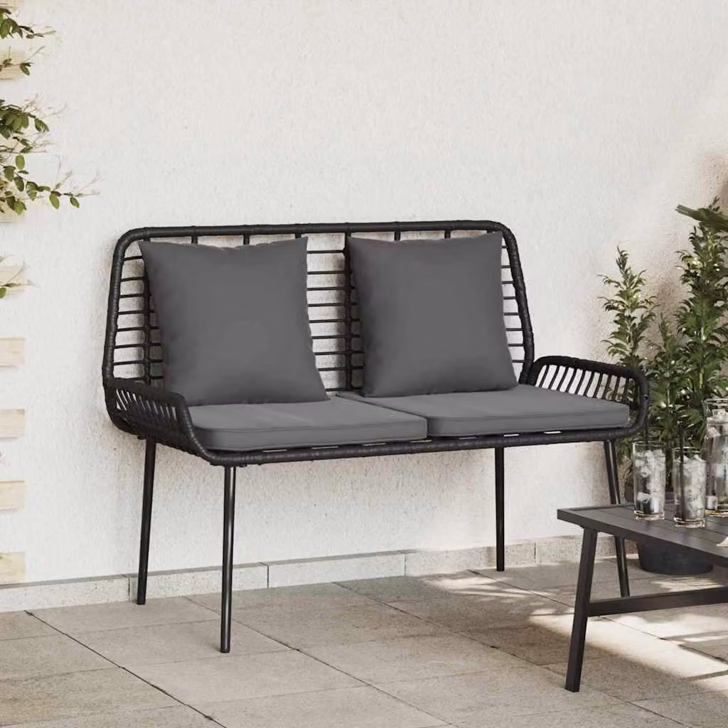 Maison Exclusive - Panchina da giardino in polyrattan nero e antracite