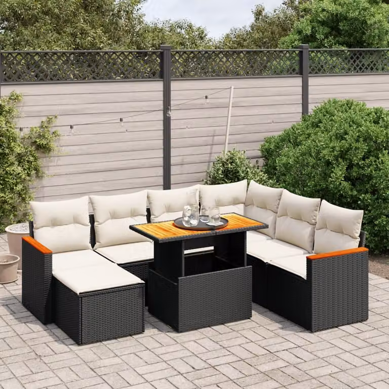 Maison Exclusive - Set Divani da Giardino con Cuscini 8 pz Nero in Polyrattan