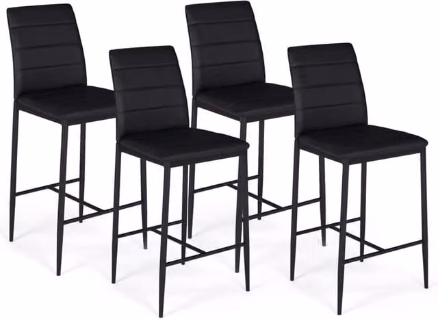 Set di 4 sgabelli da bar ROMANE IDMarket con seduta imbottita in similpelle nera e design contemporaneo – 1