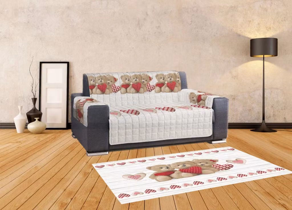 Tappeto Antiscivolo Biancheriaweb Linea Pensieri Delicati con Disegno New Orsetti, L: 152 cm x P: 230 cm, Rosso, Beige e Bianco – 2