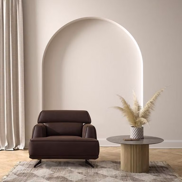 Designer Brauner Sessel Polstermöbel Lounge Einsitzer Wohnzimmer Möbel
