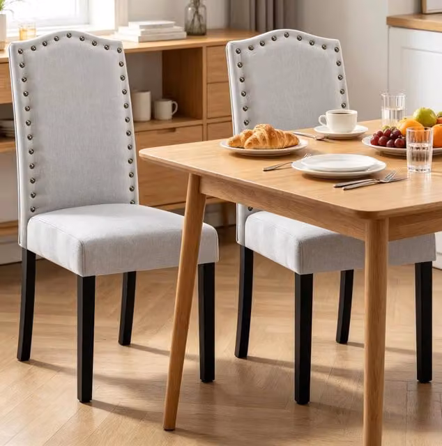 Sedia da sala da pranzo 43x48,5x102 cm grigio chiaro – schienale alto, 2 pezzi