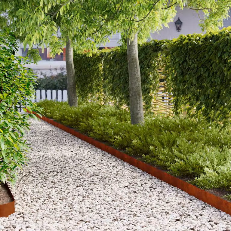 Set di 10 bordure per prato vidaXL in acciaio marrone, L: 103 cm, H: 10 cm