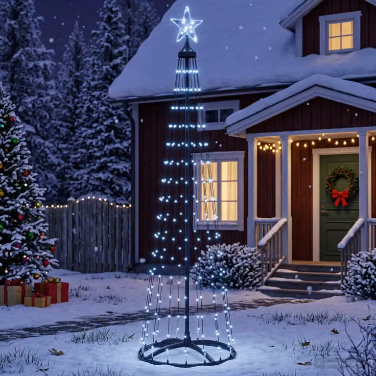 vidaXL Albero di Natale a cono LED 180 cm 250 LED Bianco freddo