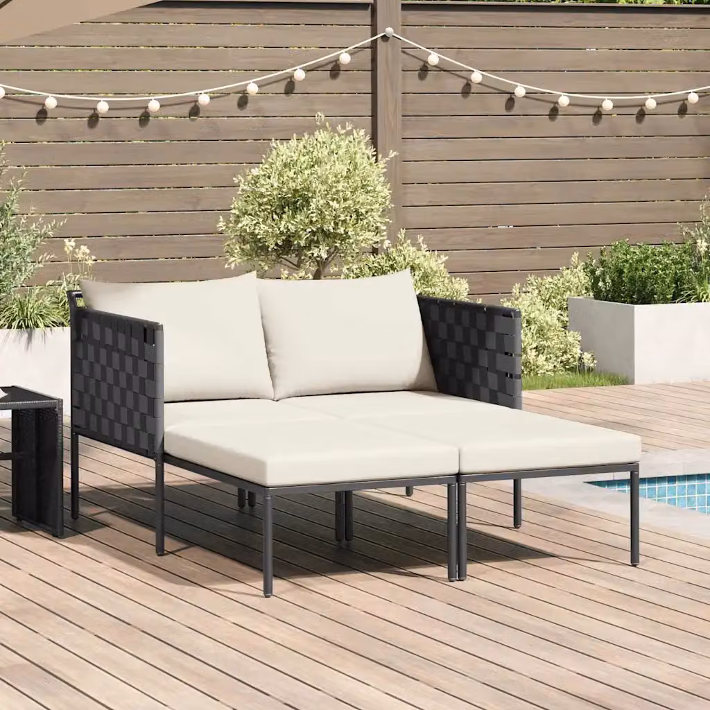 vidaXL Lettino da Sole Moderno in Acciaio Verniciato Antracite e Bianco con Braccioli e Tessuto Resistente ai Raggi UV