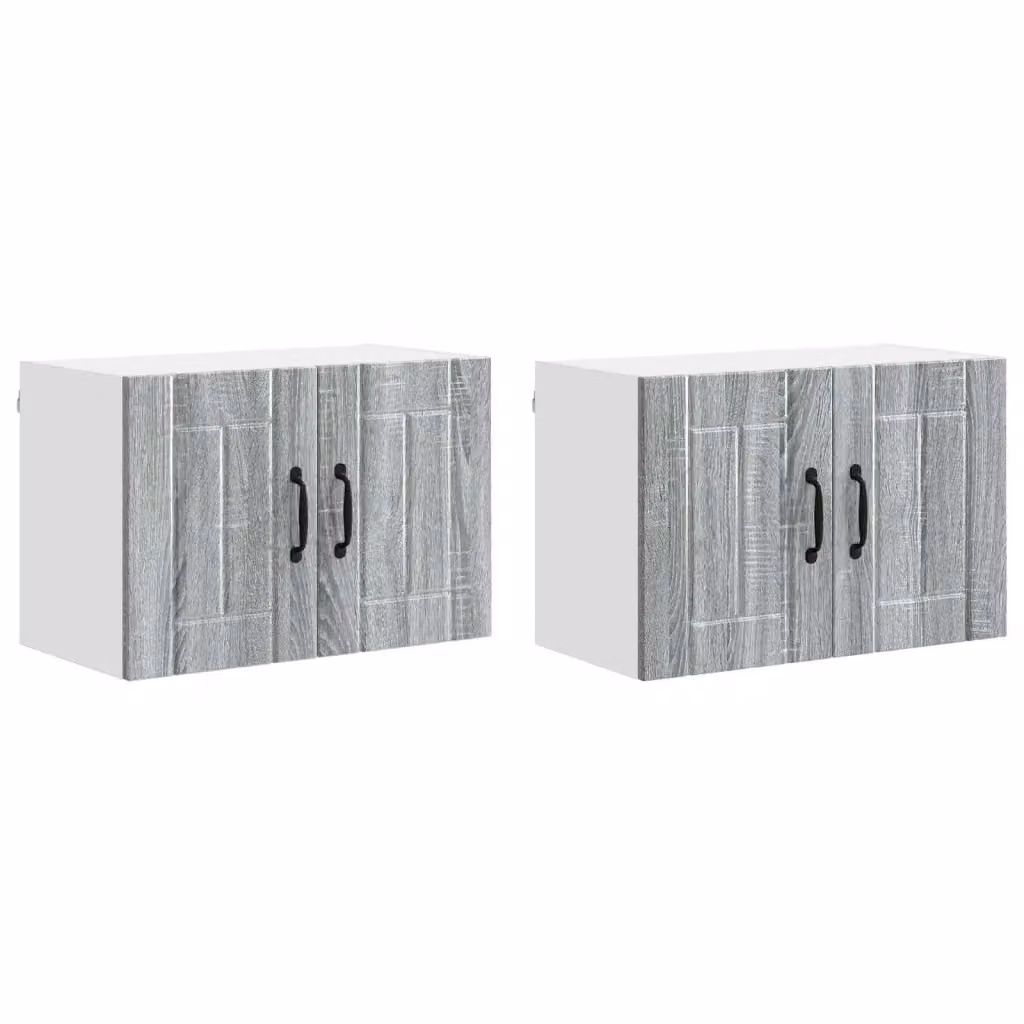 Set di 2 armadi sospesi da cucina vidaXL in legno grigio, design moderno con ante a battente, L: 60 cm, P: 31 cm, H: 40 cm – 2
