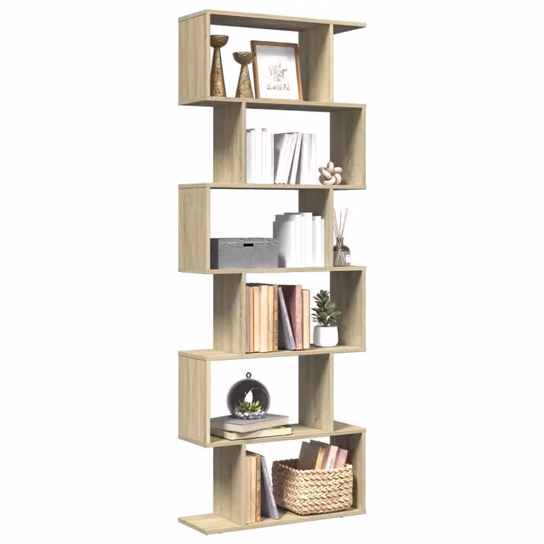 Libreria Divisorio vidaXL con 6 Ripiani in MDF, Colore Marrone/Beige, L 70 cm x P 24 cm x H 193 cm