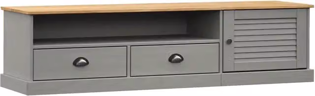 Mobile Porta TV-Credenza TV VIGO Grigio 156x40x40 cm Legno Massello di Pino