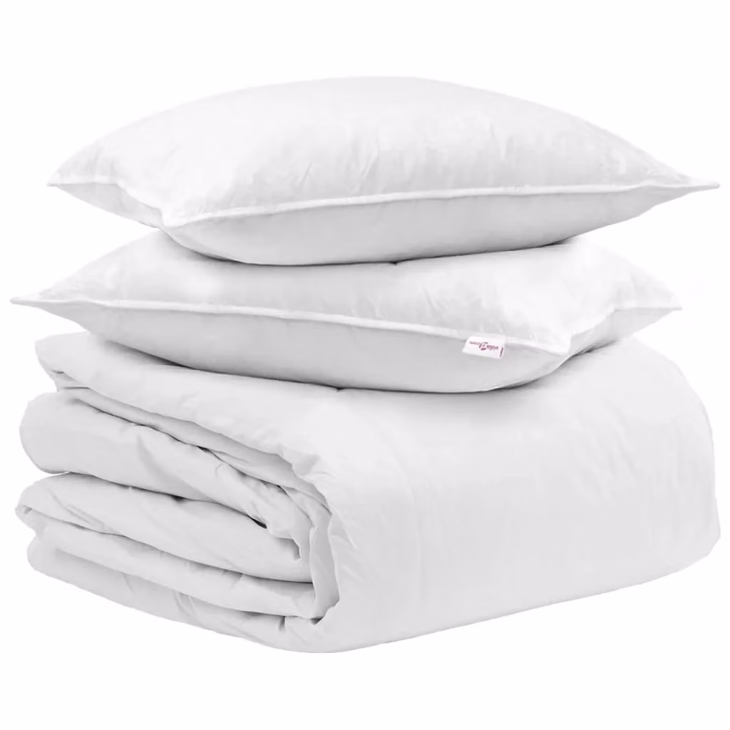 Set di 3 pezzi composto da piumone e cuscini vidaXL in piuma d'anatra bianca, traspirante e anallergico, L 240 x P 220 cm – 2