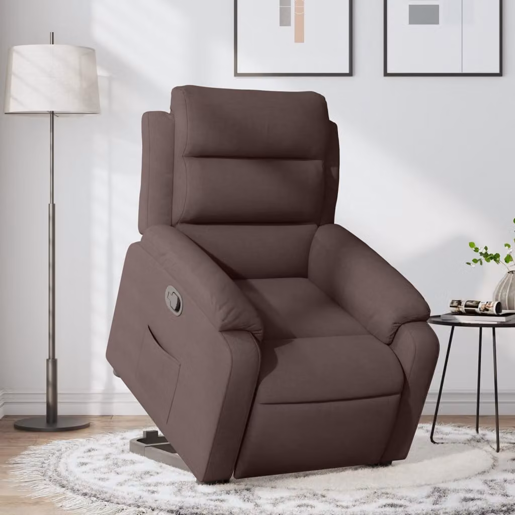 vidaXL Poltrona Alzapersona Reclinabile Marrone con Assistenza Elettrica e Braccioli – 1