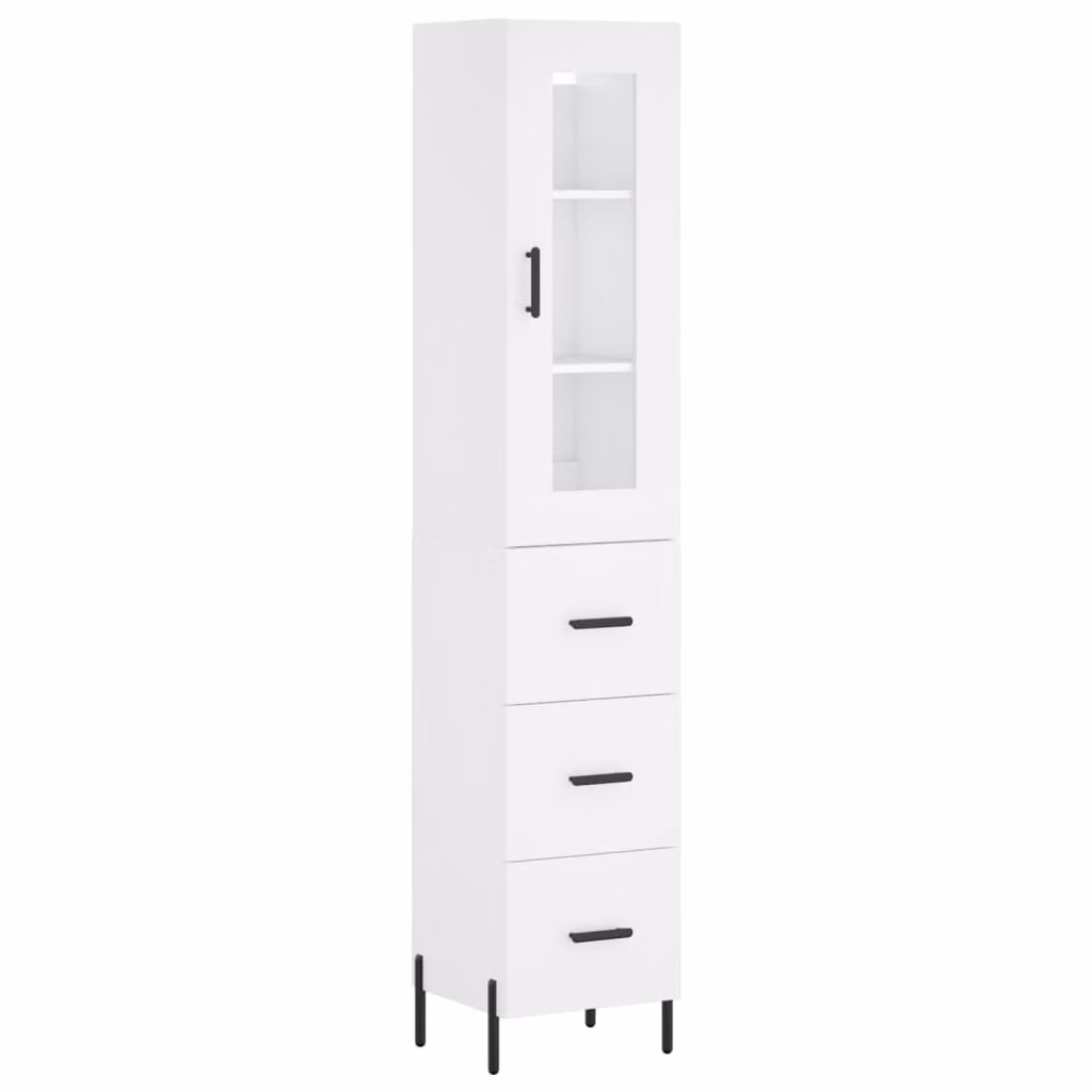 Credenza Bianca 34,5x34x180 cm in Legno Multistrato