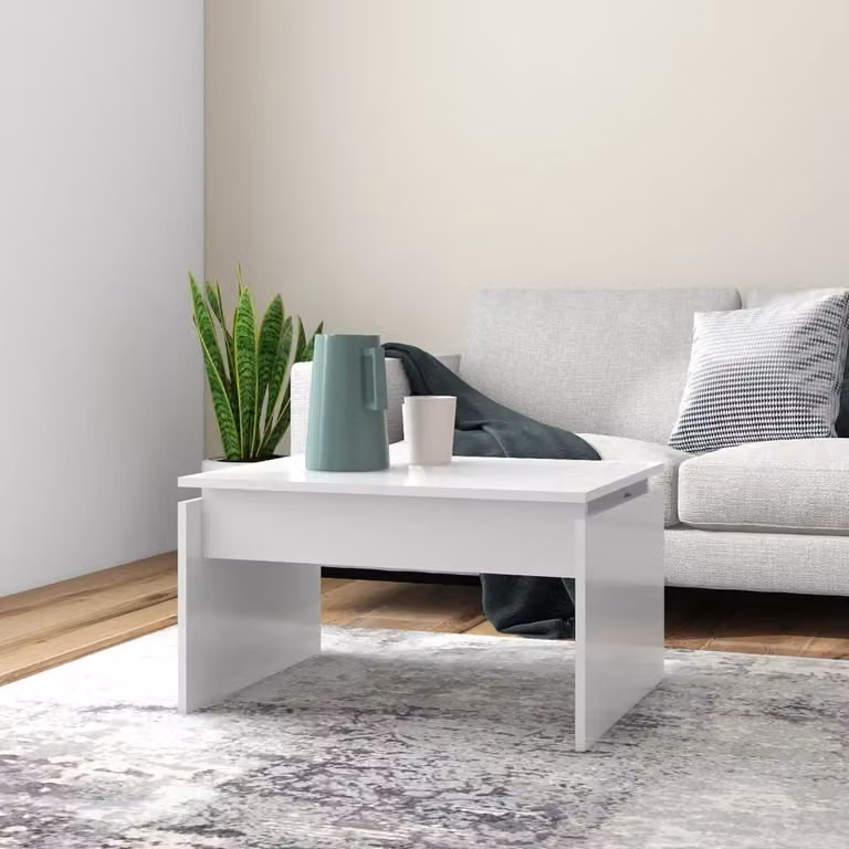 Tavolino The Living Store bianco 68x50x38 cm in materiale ligneo