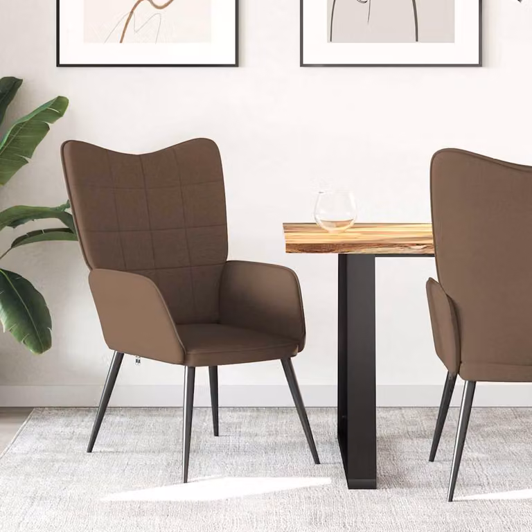 Sedia Relax vidaXL Marrone in Tessuto con Struttura in Metallo e Braccioli