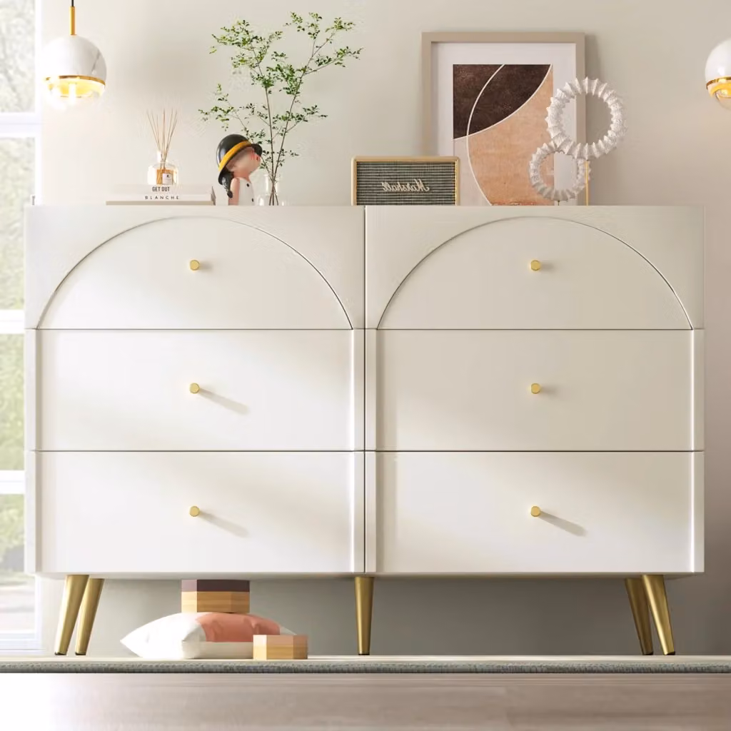 Cassettiera REDOM in metallo con 6 cassetti, colore bianco opaco, L 120 cm x P 40 cm x H 85 cm – 2
