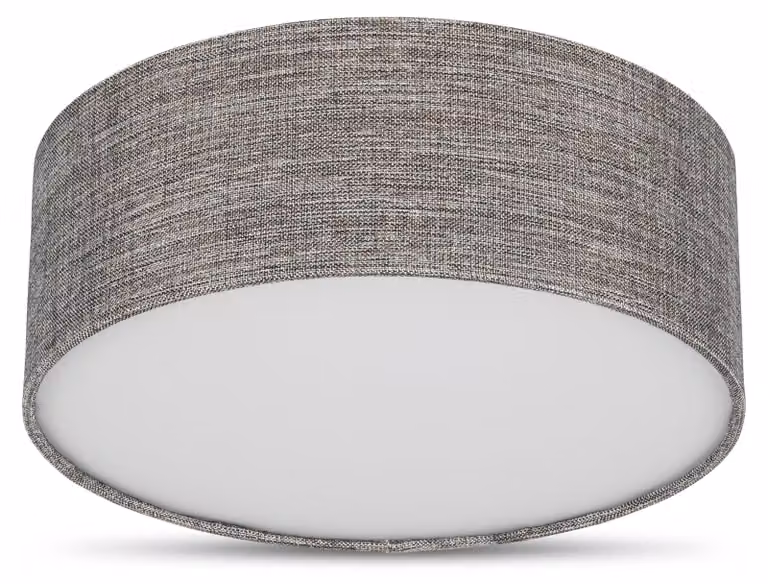 Lampada da soffitto REV - Lampada da soffitto rotonda da 30 cm con paralume in tessuto in stile vintage – ideale per camera da letto e soggiorno, marrone-argento