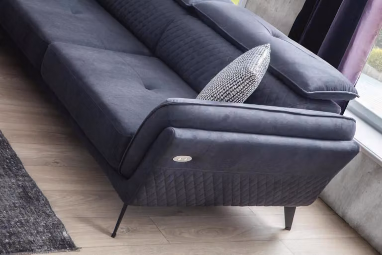 Robustes Graues Stoffsofa Designer L-Form Sofa Wohnzimmer Polster Couch