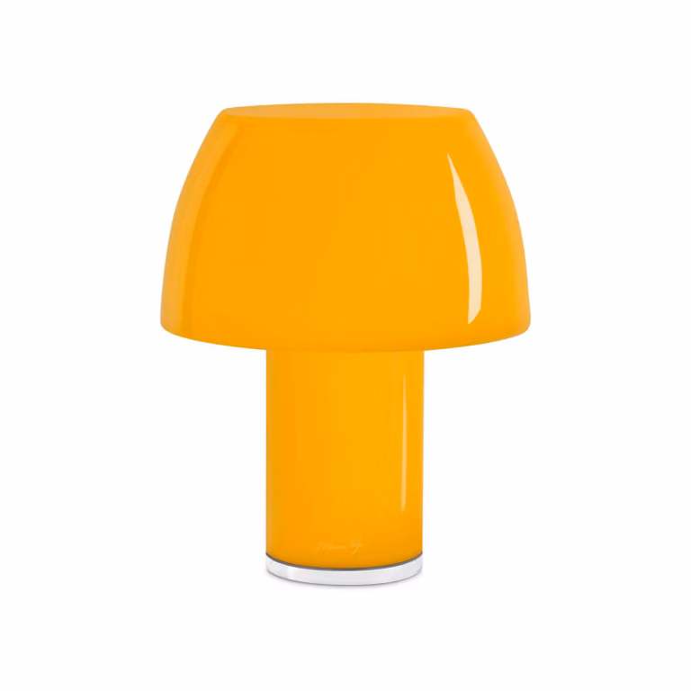 Nemo Lampada da tavolo LED Lorosae, giallo, vetro, IP54, USB dimmerabile, Giallo / Arancione, Vetro