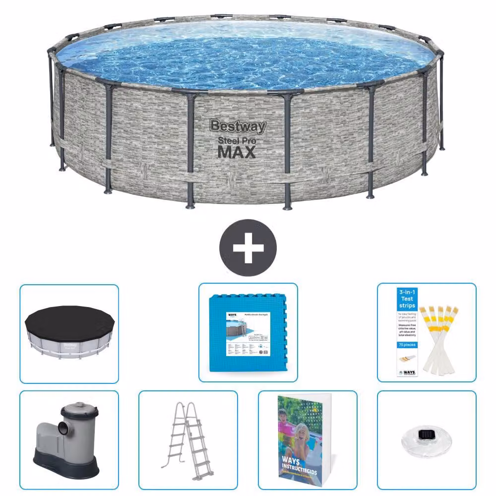 Piscina gonfiabile Bestway Steel Pro MAX, rotonda, 488x122 cm, composta da 6 parti, modello S674