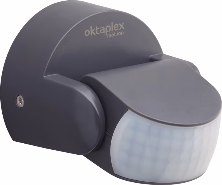 Oktaplex rilevatore di movimento da esterno orientabile IP65 sensore a infrarossi 180° con protezione antincendio antracite