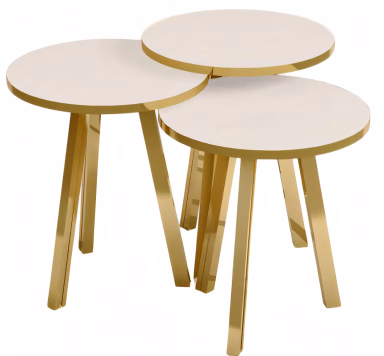 Elegantes weißes Couchtisch-Set aus Holz und Metall