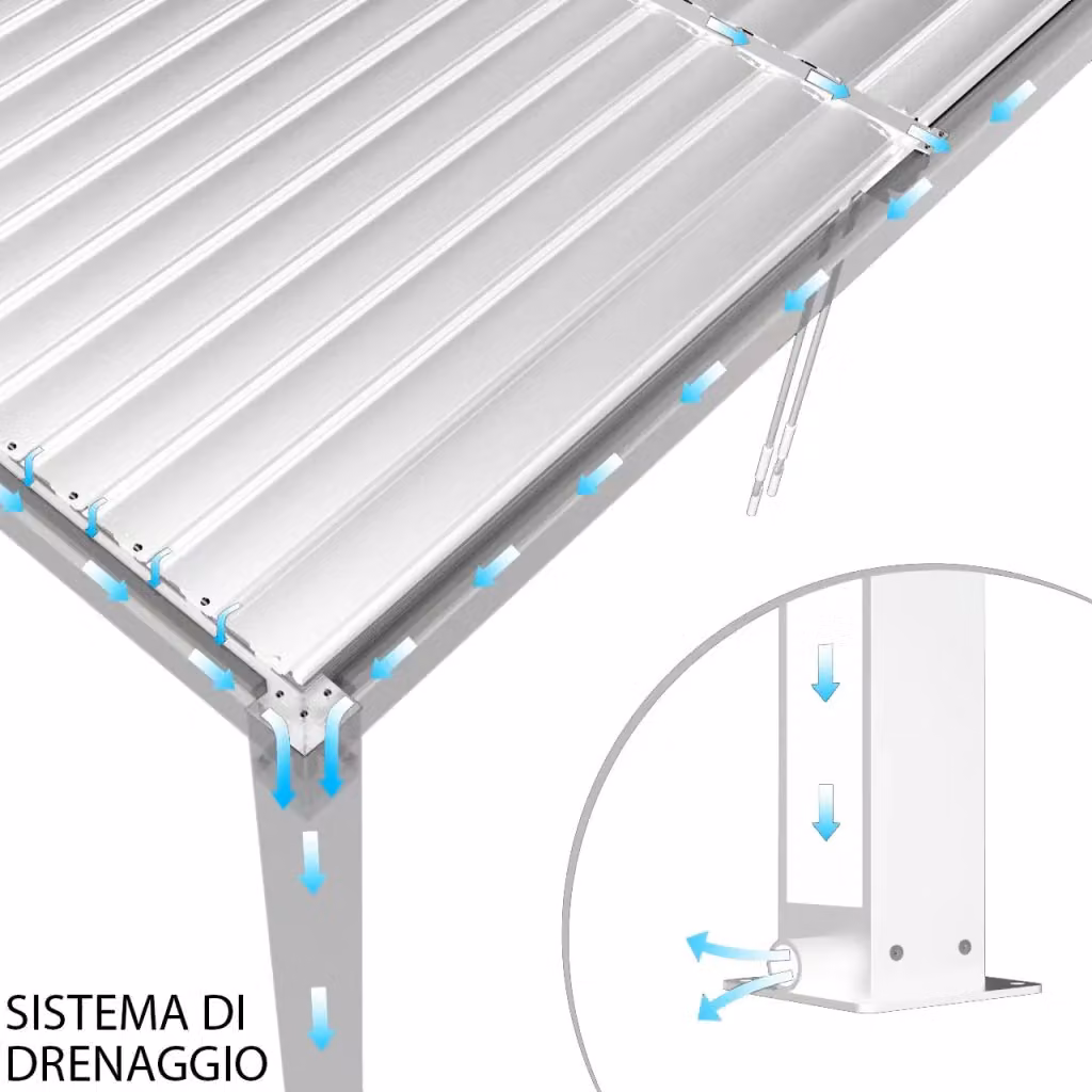 Pergola bioclimatica moderna Bob Gardens TONY in alluminio e legno colore bianco – 2